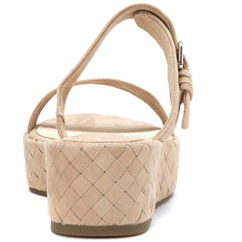 NIB Cream Kid Suede Flat Platform Sandal - Picture 2 of 3